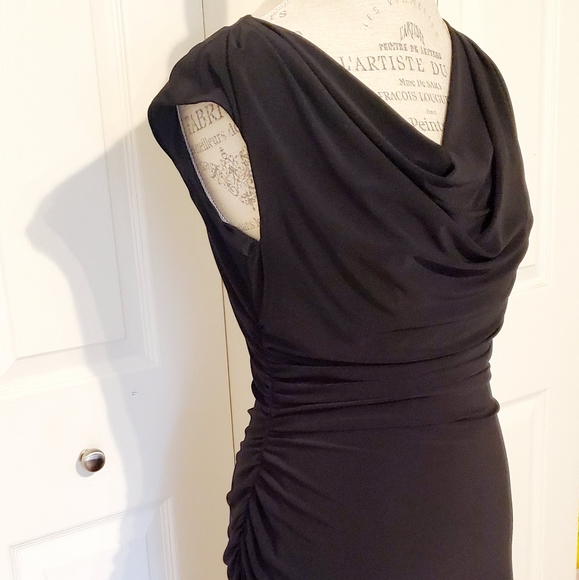 Ronni Nicole Black Drape Lined Dress Size 6 - Picture 11 of 14